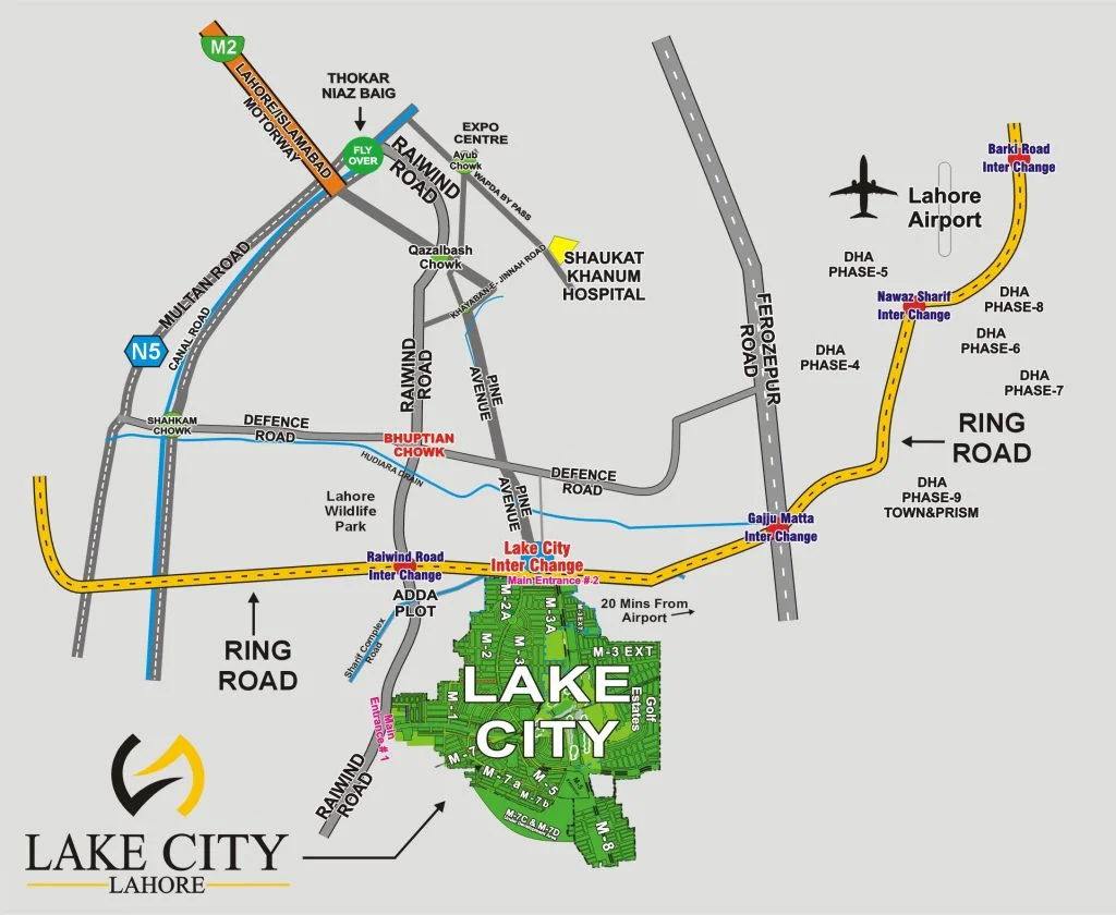 Lake City Lahore Location Map